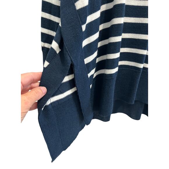 MERSEA Armour Sweater Navy Scarlet Stripes Heart Patch Elbows One Size - Picture 2 of 7